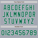 Custom Gray Kelly Green-White Bomber Varsity Letterman Zipper Jacket