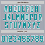 Custom Gray Teal-White Bomber Varsity Letterman Zipper Jacket