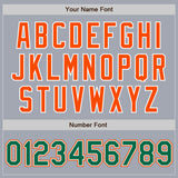 Custom Gray Kelly Green-Orange Bomber Varsity Letterman Zipper Jacket