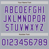 Custom Gray Purple-White Bomber Varsity Letterman Zipper Jacket