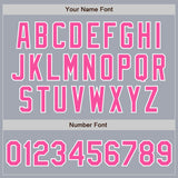 Custom Gray Pink-White Bomber Varsity Letterman Zipper Jacket