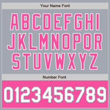 Custom Gray White-Pink Bomber Varsity Letterman Two Tone Zipper Jacket