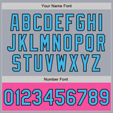 Custom Gray Sky Blue Black-Pink Bomber Varsity Letterman Two Tone Zipper Jacket