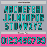 Custom Gray Aqua Black-Pink Bomber Varsity Letterman Two Tone Zipper Jacket