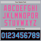 Custom Gray Sky Blue Black-Pink Bomber Varsity Letterman Two Tone Zipper Jacket