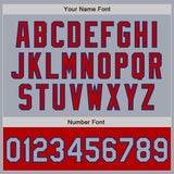 Custom Gray Royal-Red Bomber Varsity Letterman Two Tone Zipper Jacket