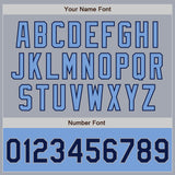 Custom Gray Navy-Light Blue Bomber Varsity Letterman Two Tone Zipper Jacket