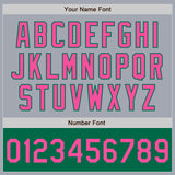 Custom Gray Pink-Kelly Green Varsity Letterman Two Tone Zipper Jacket