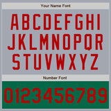 Custom Gray Red-Kelly Green Varsity Letterman Two Tone Zipper Jacket