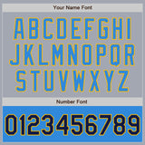 Custom Gray Navy Gold-Powder Blue Varsity Letterman Two Tone Zipper Jacket