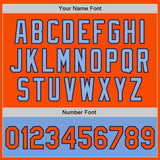 Custom Orange Navy-Light Blue Bomber Varsity Letterman Two Tone Zipper Jacket