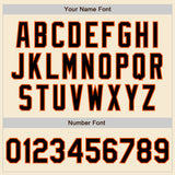 Custom Cream Black-Orange Bomber Varsity Letterman Zipper Jacket