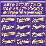 Custom Purple White-Old Gold Bomber Full-Snap Varsity Letterman Two Tone Jacket