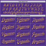 Custom Purple Old Gold-Cream Bomber Full-Snap Varsity Letterman Two Tone Jacket