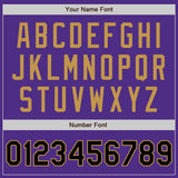 Custom Purple Black-Old Gold Bomber Full-Snap Varsity Letterman Two Tone Jacket