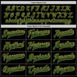 Custom Black Green-Old Gold Bomber Full-Snap Varsity Letterman Jacket