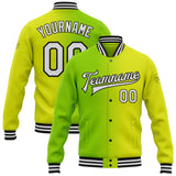 Custom Neon Yellow White Neon Green-Black Bomber Full-Snap Varsity Letterman Gradient Fashion Jacket
