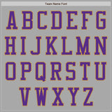 Custom Gray Purple-Old Gold Bomber Varsity Letterman Two Tone Zipper Jacket