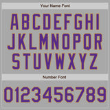 Custom Gray Purple-Old Gold Bomber Varsity Letterman Two Tone Zipper Jacket
