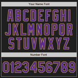 Custom Black Purple-Old Gold Bomber Full-Snap Varsity Letterman Hoodie Jacket