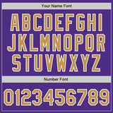 Custom Purple Old Gold-White Bomber Full-Snap Varsity Letterman Two Tone Hoodie Jacket