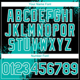 Custom Black Aqua-White Abstract Brush Stroke 3D Pattern Design Bomber Full-Snap Varsity Letterman Hoodie Jacket