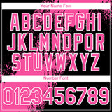 Custom Black Pink-White Abstract Brush Stroke 3D Pattern Design Bomber Full-Snap Varsity Letterman Hoodie Jacket