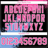 Custom Black Pink Light Blue-White Abstract Brush Stroke 3D Pattern Design Bomber Full-Snap Varsity Letterman Hoodie Jacket