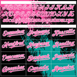 Custom Black Pink Teal-White Abstract Brush Stroke 3D Pattern Design Bomber Full-Snap Varsity Letterman Hoodie Jacket