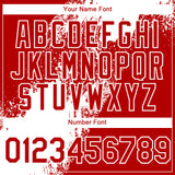 Custom Red White Abstract Brush Stroke 3D Pattern Design Bomber Full-Snap Varsity Letterman Hoodie Jacket