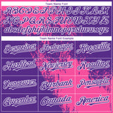 Custom Purple Pink-White Abstract Brush Stroke 3D Pattern Design Bomber Full-Snap Varsity Letterman Hoodie Jacket