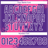 Custom Purple Pink-White Abstract Brush Stroke 3D Pattern Design Bomber Full-Snap Varsity Letterman Hoodie Jacket