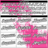 Custom White Pink-Black Abstract Brush Stroke 3D Pattern Design Bomber Full-Snap Varsity Letterman Hoodie Jacket