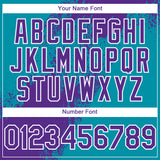 Custom Aqua Purple Black Pink-White Abstract Brush Stroke 3D Pattern Design Bomber Full-Snap Varsity Letterman Hoodie Jacket