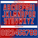 Custom Royal Red-White Abstract Brush Stroke 3D Pattern Design Bomber Full-Snap Varsity Letterman Hoodie Jacket