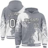 Custom Gray White-Black Abstract Brush Stroke 3D Pattern Design Bomber Full-Snap Varsity Letterman Hoodie Jacket