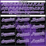 Custom Black Purple-White Abstract Brush Stroke 3D Pattern Design Bomber Full-Snap Varsity Letterman Hoodie Jacket