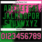 Custom Black Pink Grass Green-White Abstract Brush Stroke 3D Pattern Design Bomber Full-Snap Varsity Letterman Hoodie Jacket