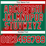 Custom Kelly Green Red-White Abstract Brush Stroke 3D Pattern Design Bomber Full-Snap Varsity Letterman Hoodie Jacket