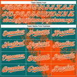 Custom Teal Orange-White Abstract Brush Stroke 3D Pattern Design Bomber Full-Snap Varsity Letterman Hoodie Jacket