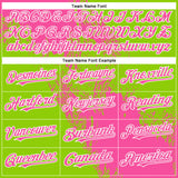 Custom Neon Green Pink-White Abstract Brush Stroke 3D Pattern Design Bomber Full-Snap Varsity Letterman Hoodie Jacket