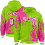 Custom Neon Green Pink-White Abstract Brush Stroke 3D Pattern Design Bomber Full-Snap Varsity Letterman Hoodie Jacket