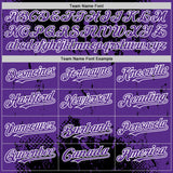 Custom Black Purple-White Splash Art 3D Pattern Design Bomber Full-Snap Varsity Letterman Hoodie Jacket