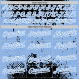 Custom Black Light Blue-White Splash Art 3D Pattern Design Bomber Full-Snap Varsity Letterman Hoodie Jacket