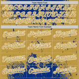 Custom Royal Old Gold-White Splash Art 3D Pattern Design Bomber Full-Snap Varsity Letterman Hoodie Jacket