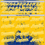 Custom Royal Yellow-White Splash Art 3D Pattern Design Bomber Full-Snap Varsity Letterman Hoodie Jacket