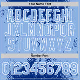 Custom Royal Light Blue-White Splash Art 3D Pattern Design Bomber Full-Snap Varsity Letterman Hoodie Jacket