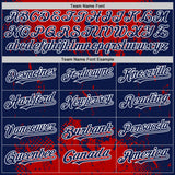 Custom Red Navy-White Splash Art 3D Pattern Design Bomber Full-Snap Varsity Letterman Hoodie Jacket