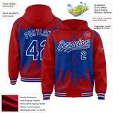 Custom Red Royal-White Splash Art 3D Pattern Design Bomber Full-Snap Varsity Letterman Hoodie Jacket