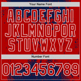 Custom Navy Red-White Splash Art 3D Pattern Design Bomber Full-Snap Varsity Letterman Hoodie Jacket